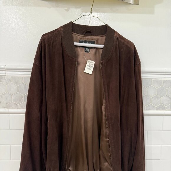 Neiman Marcus Large Brown Leather Jacket - Picture 1 of 5